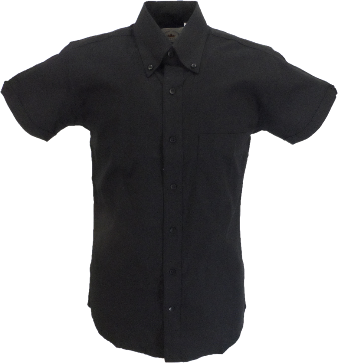 Relco Black Oxford Cotton Short Sleeved Retro Mod Button Down Shirts