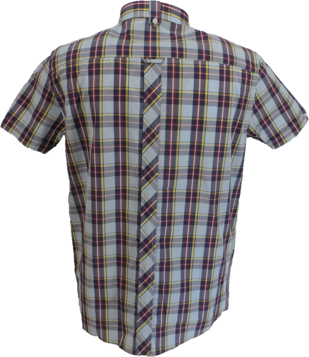 Trojan Mens Sky Blue Check 100% Cotton Short Sleeved Shirts and Pocket Square