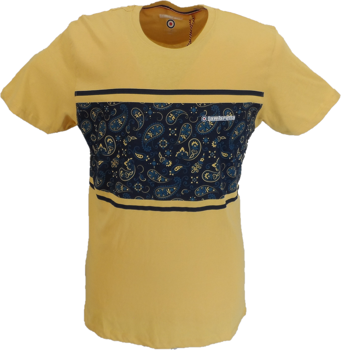 Lambretta Mens Gold Paisley 100% Cotton T-Shirt