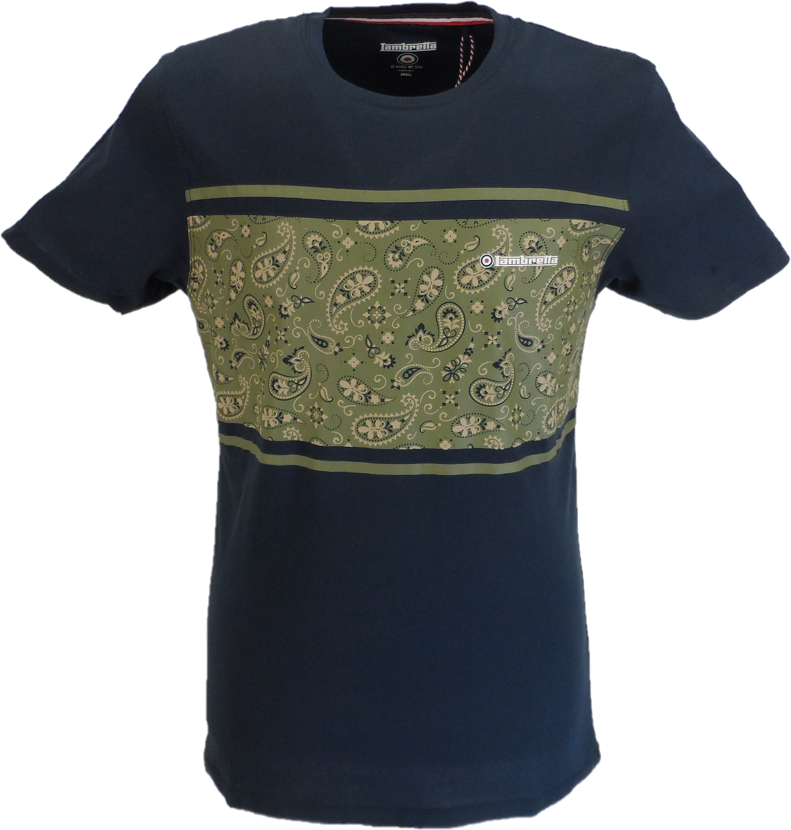 Lambretta Mens Navy Paisley 100% Cotton T-Shirt