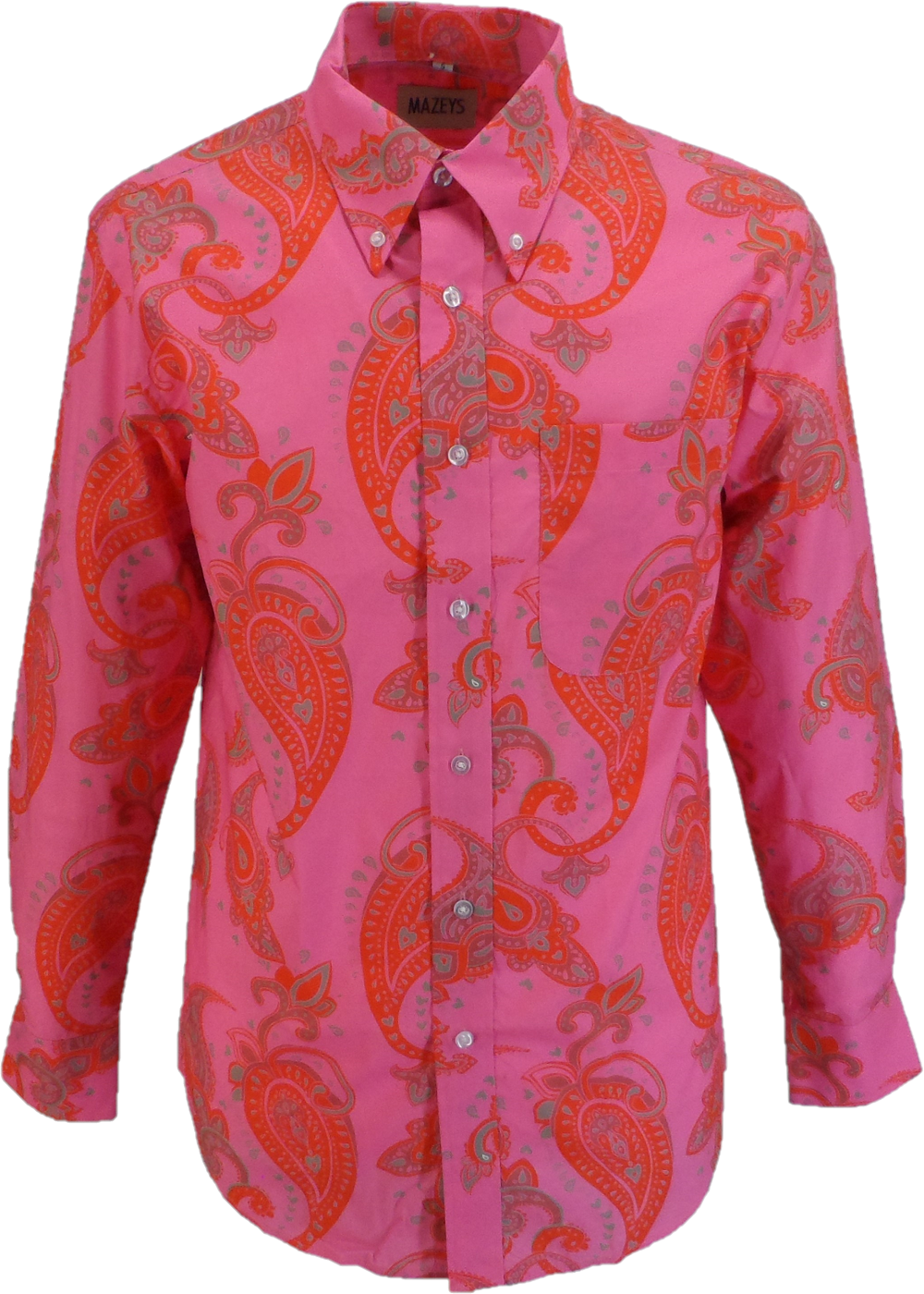 Mens 70s Pink Psychedelic Paisley Shirt