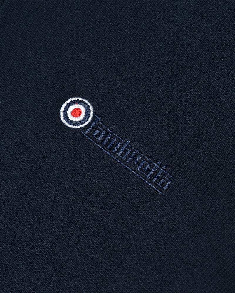 Lambretta Mens Navy Blue Tipped Collar Knitted Polo Shirt