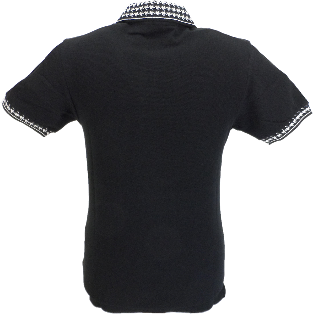 Trojan Records Black Houndstooth Check Trim Retro Polo Shirt