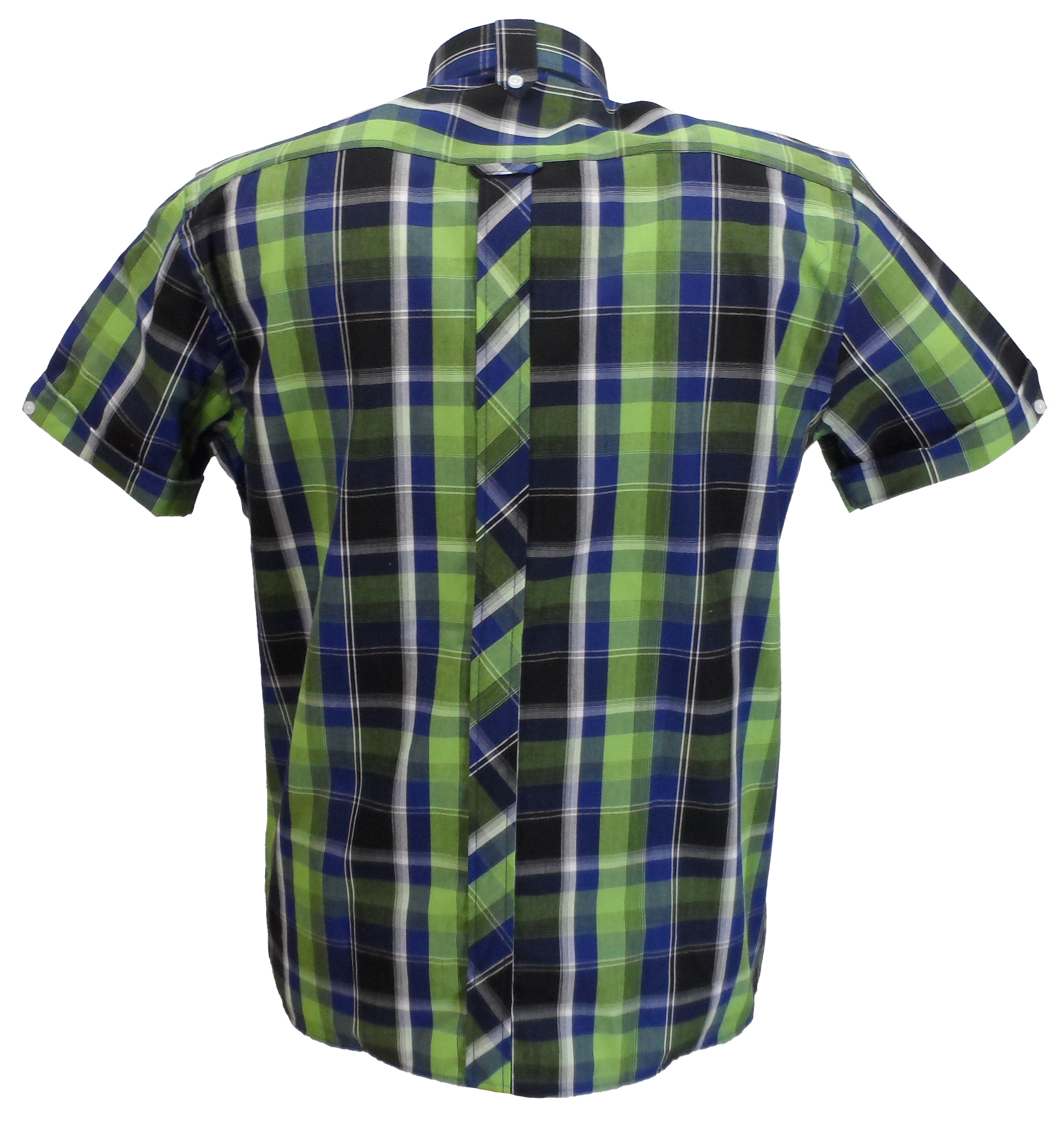 Trojan Mens Lime Green Check 100% Cotton Short Sleeved Shirts and Pocket Square