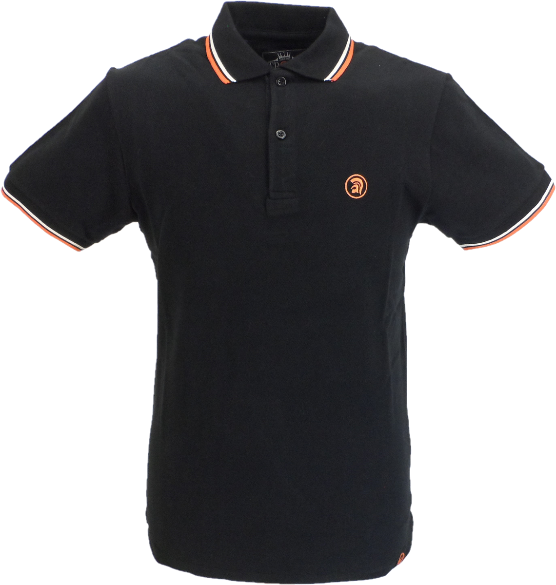 Trojan Records Mens Black with Trojan Twin Tipped Polo Shirt