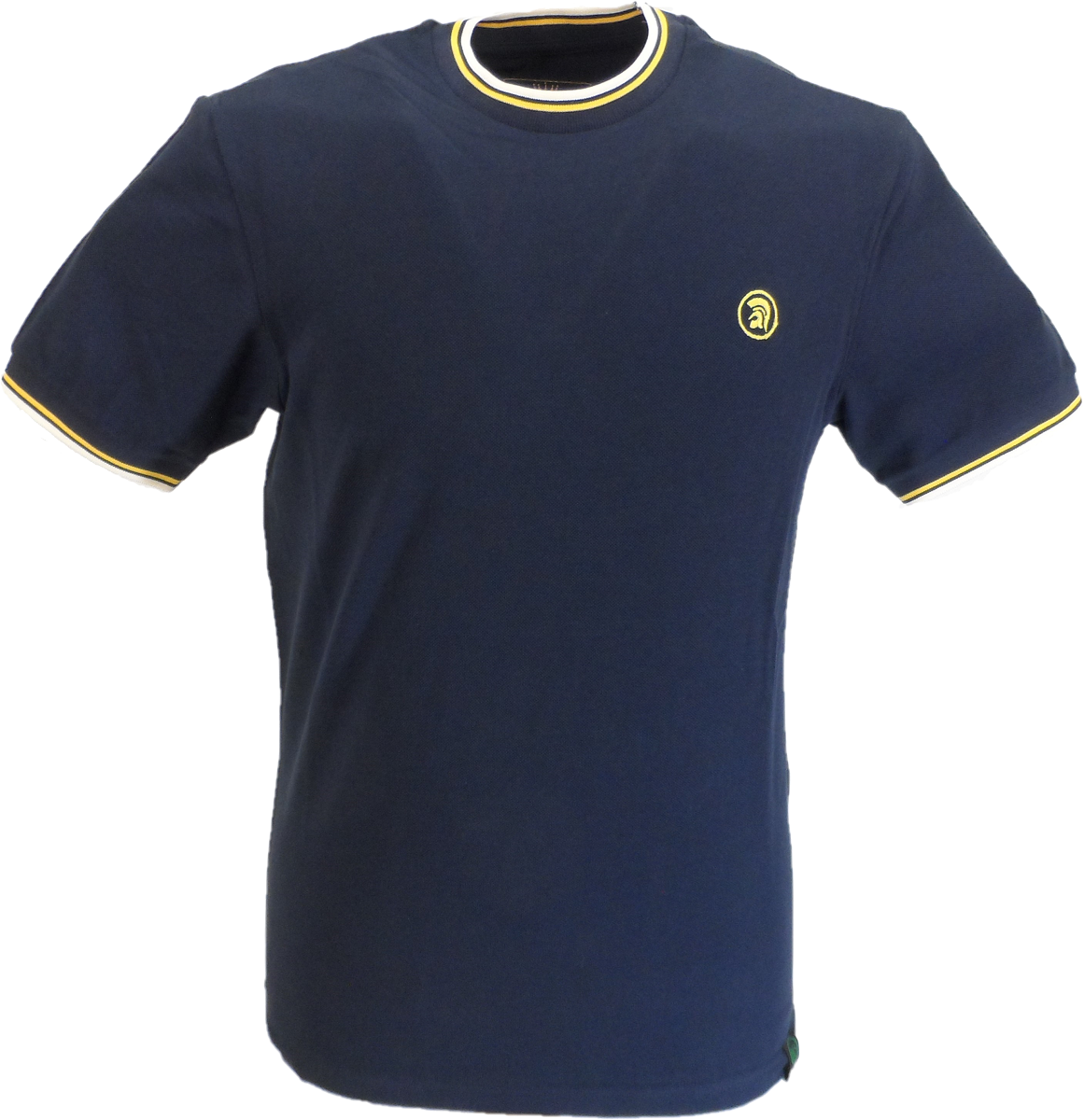 Trojan Mens Navy Blue Twin Tipped Pique T Shirt