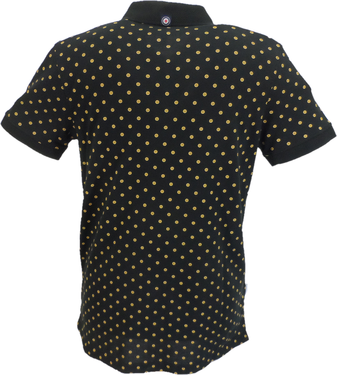 Lambretta Black/Gold Target Print Cotton Polo Shirts