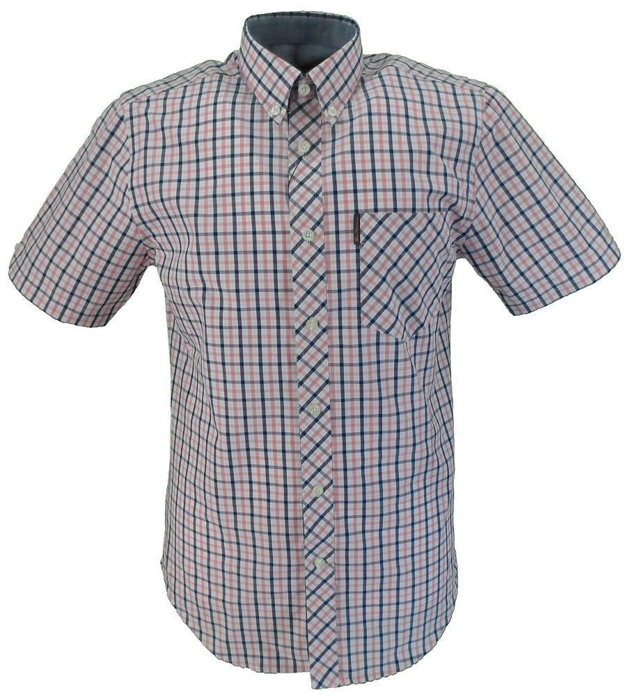 Ben Sherman Mens Sea Pink Check Short Sleeved Shirts …