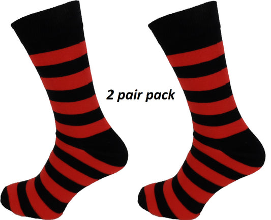 Mens 2 Pair Pack Yellow and Red Retro Socks