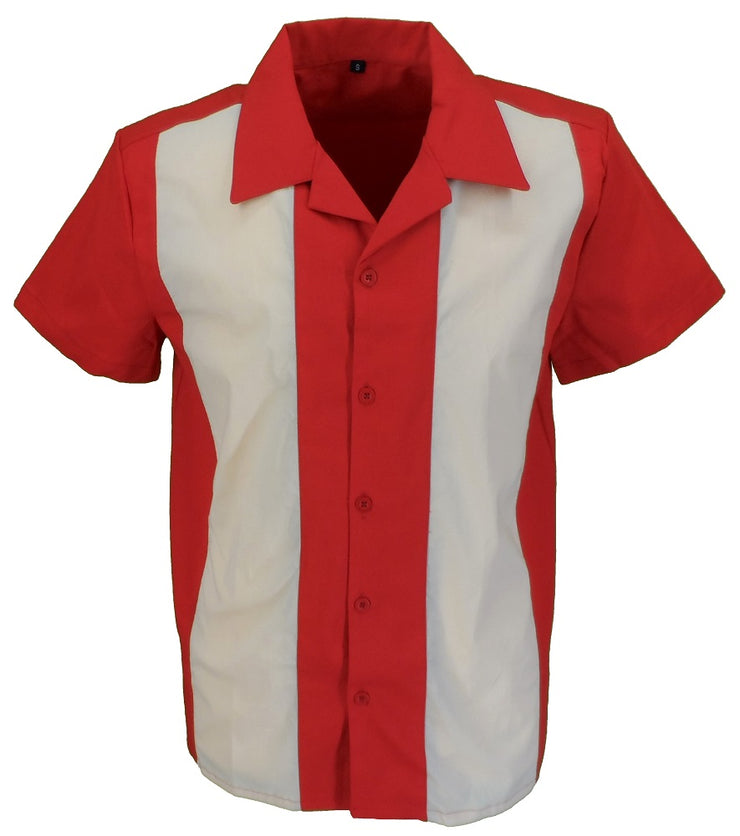 Retro Deep Red/Cream Rockabilly Bowling Shirts|Mazeys – Mazeys UK