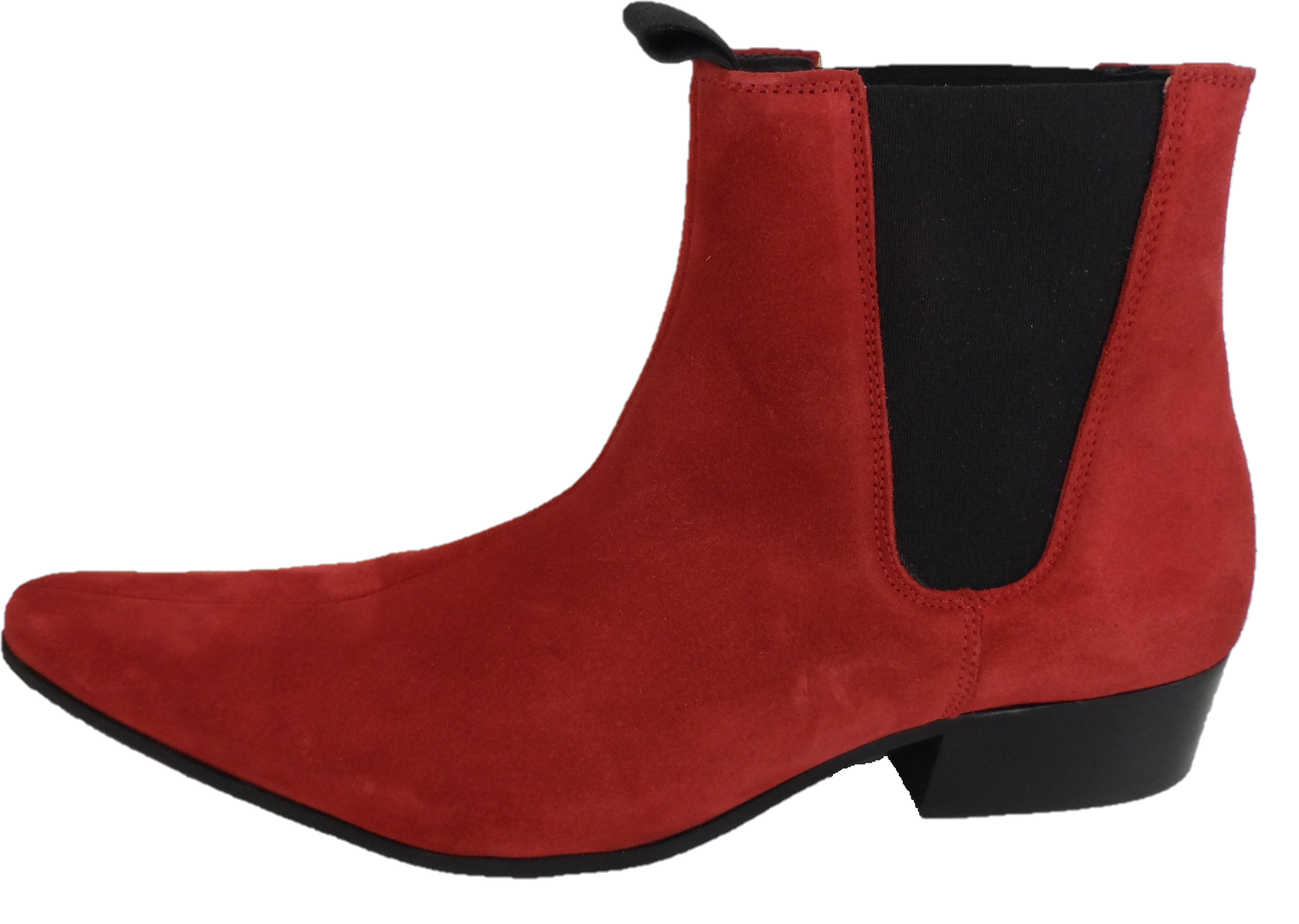 Ikon Original Red Real Suede Winklepicker Mod Beatle Boots