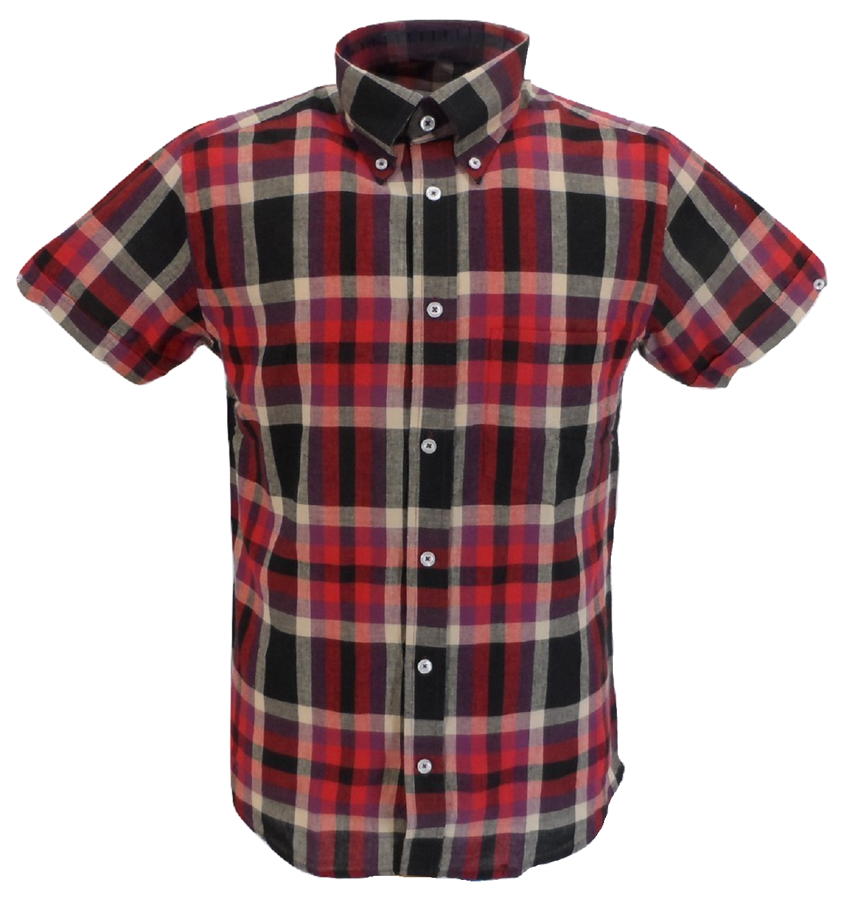 Ikon Original Purple Checked Short Sleeved Button Down Shirts