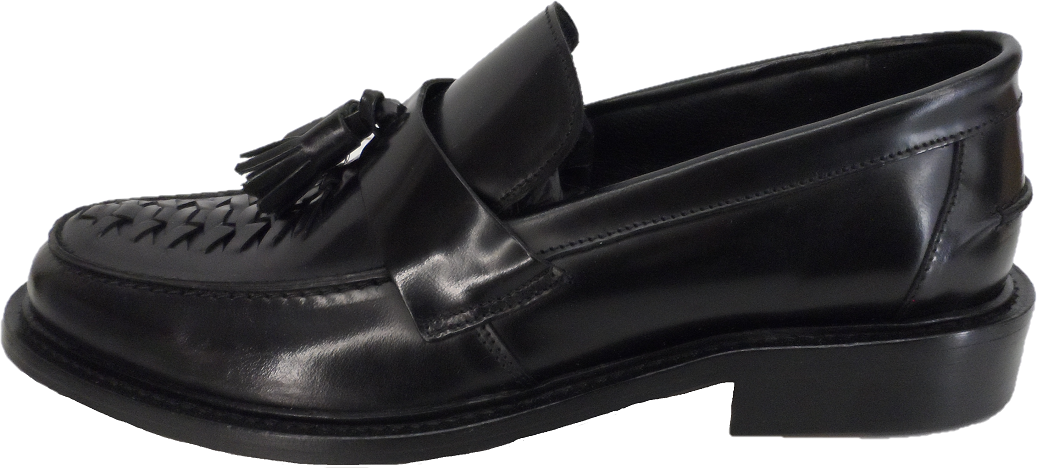 Ikon Original Mens Twister Black Retro,Ska,Northern Soul Tassel Loafers