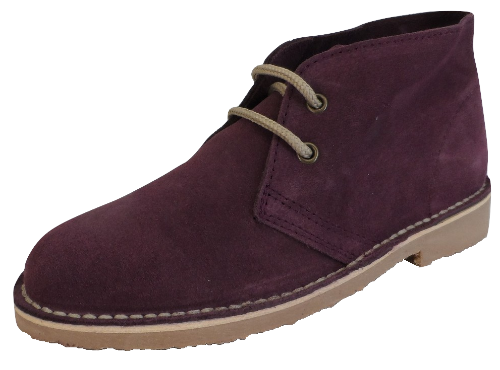 Roamers Ladies Purple 2 Eyelet Round Toe Real Suede Desert Boots