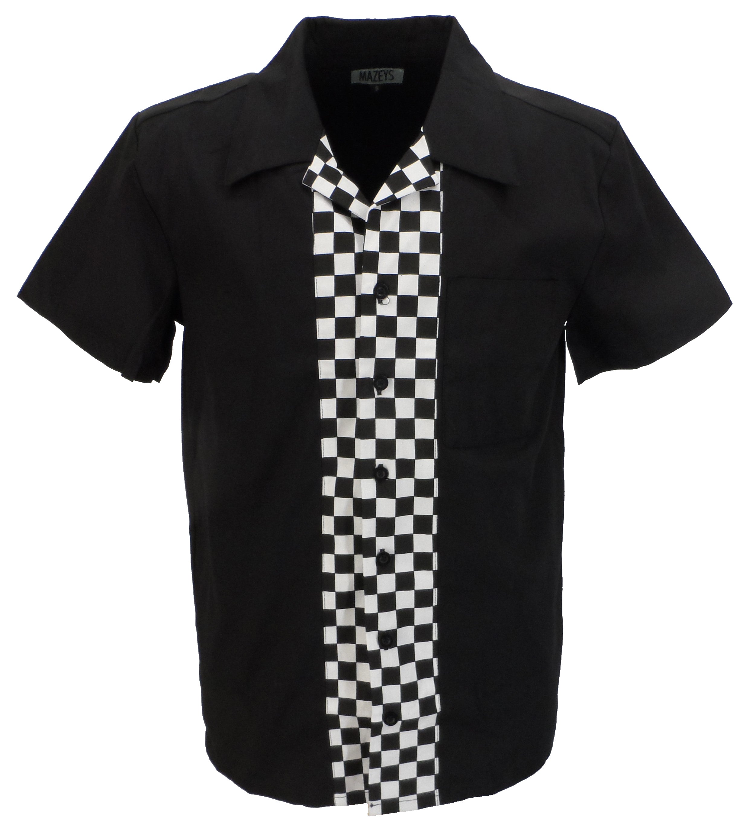 Mens Retro Black and Checkerboard Rockabilly Bowling Shirts