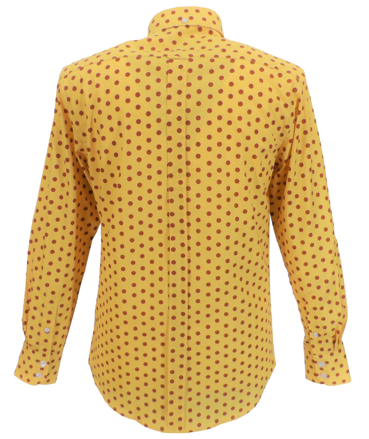 Mazeys Mens Mustard/Brown Retro Mod Polka Dot 100% Cotton Shirts ...