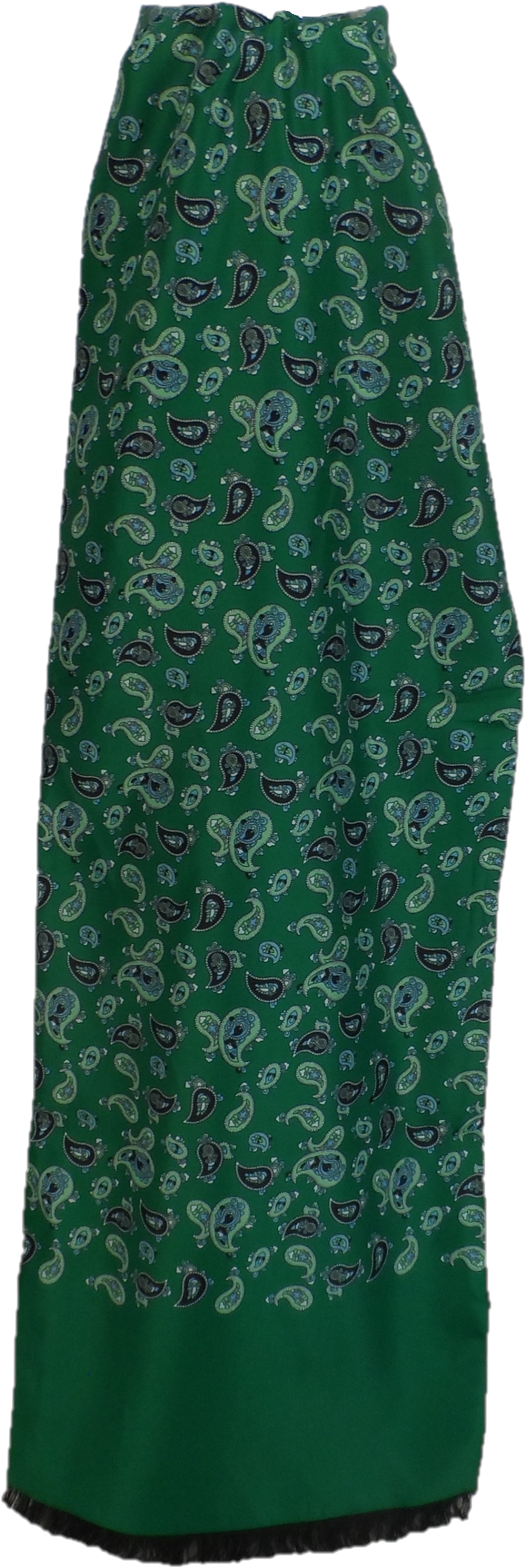 Mazeys Classic Retro Mod Mod Tassled Scarf Green Paisley