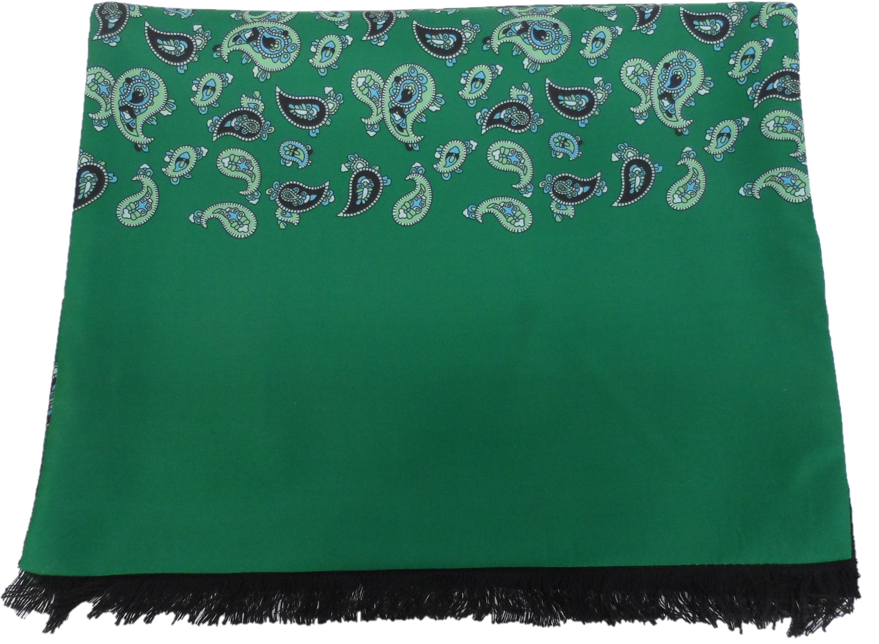 Mazeys Classic Retro Mod Mod Tassled Scarf Green Paisley