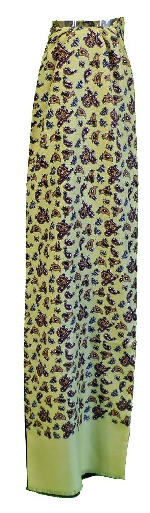 Mazeys Classic Retro Mod Mod Tassled Scarf Mustard Paisley