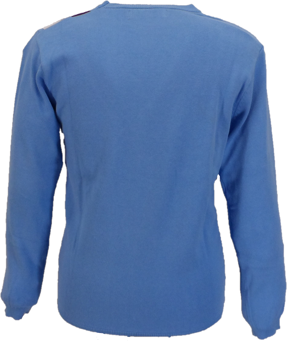 Mens Sky Blue Stripe Fine Gauge Mod Racing Jumper