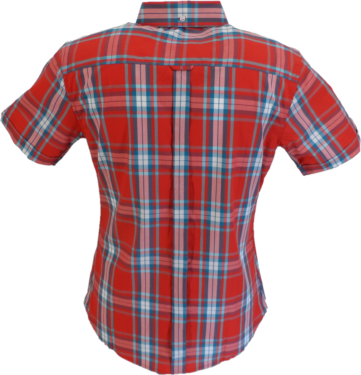 Relco Retro Red Checked Ladies Button Down Short Sleeved Shirts