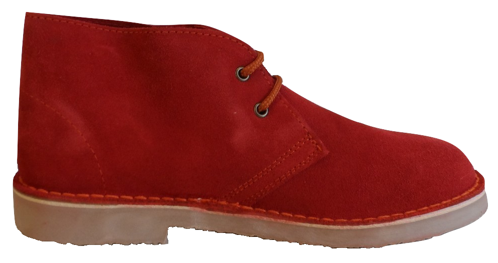 Roamers Red Retro 70s Mod Style Real Suede Desert Boots