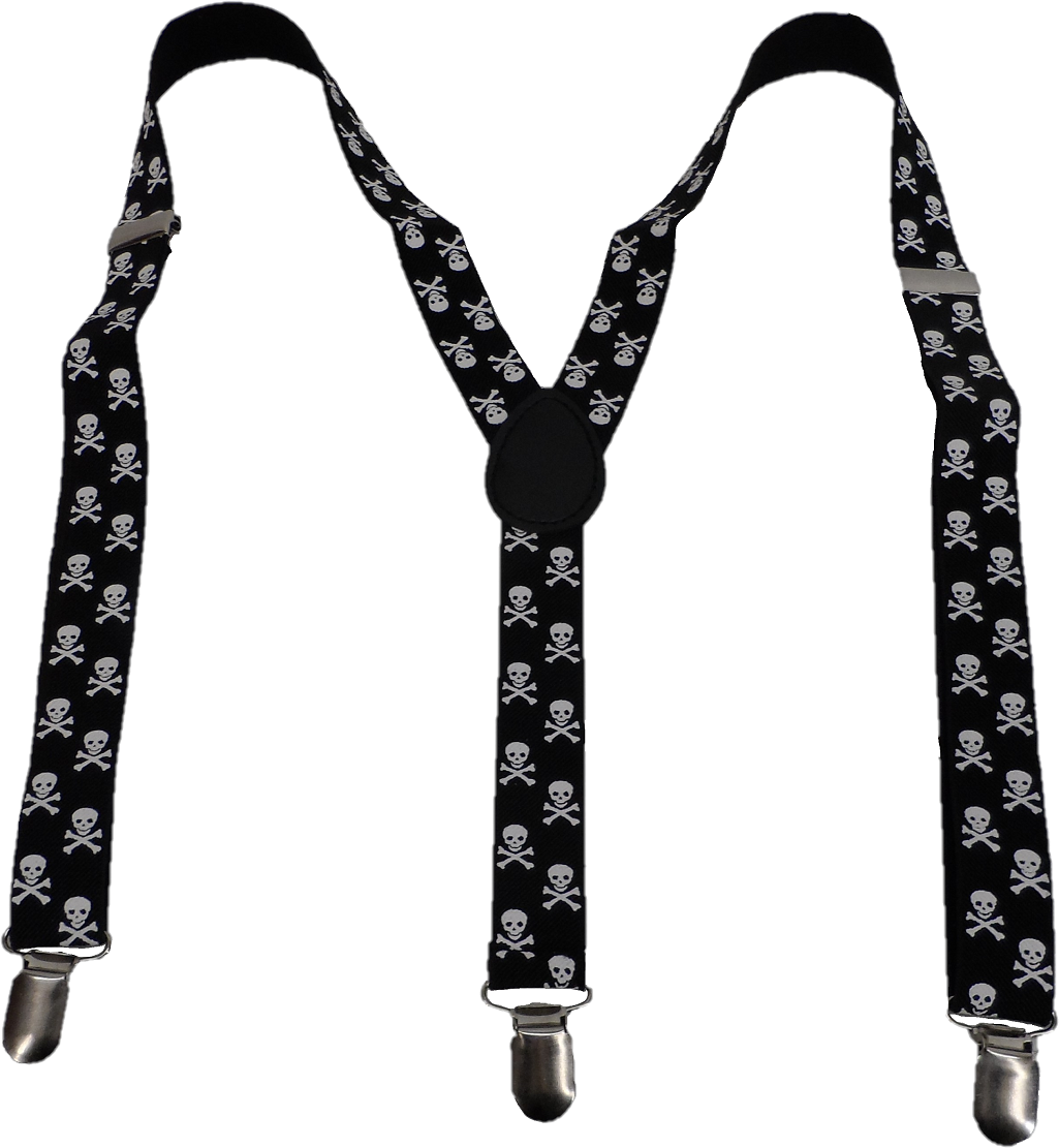 Mazeys Mens Skull One Inch 3 Clip Braces