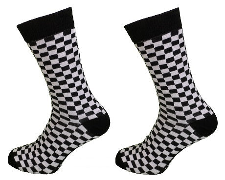 Ladies 2 Pair Black/White 2 Pair Pack Ska 2 Tone Retro Socks