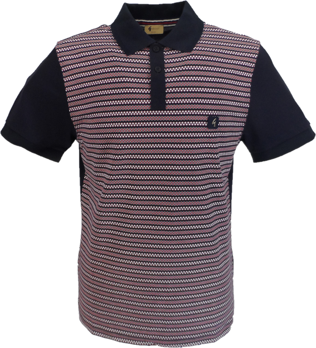 Gabicci Vintage Mens Navy Blue Geo Print Polo Shirt