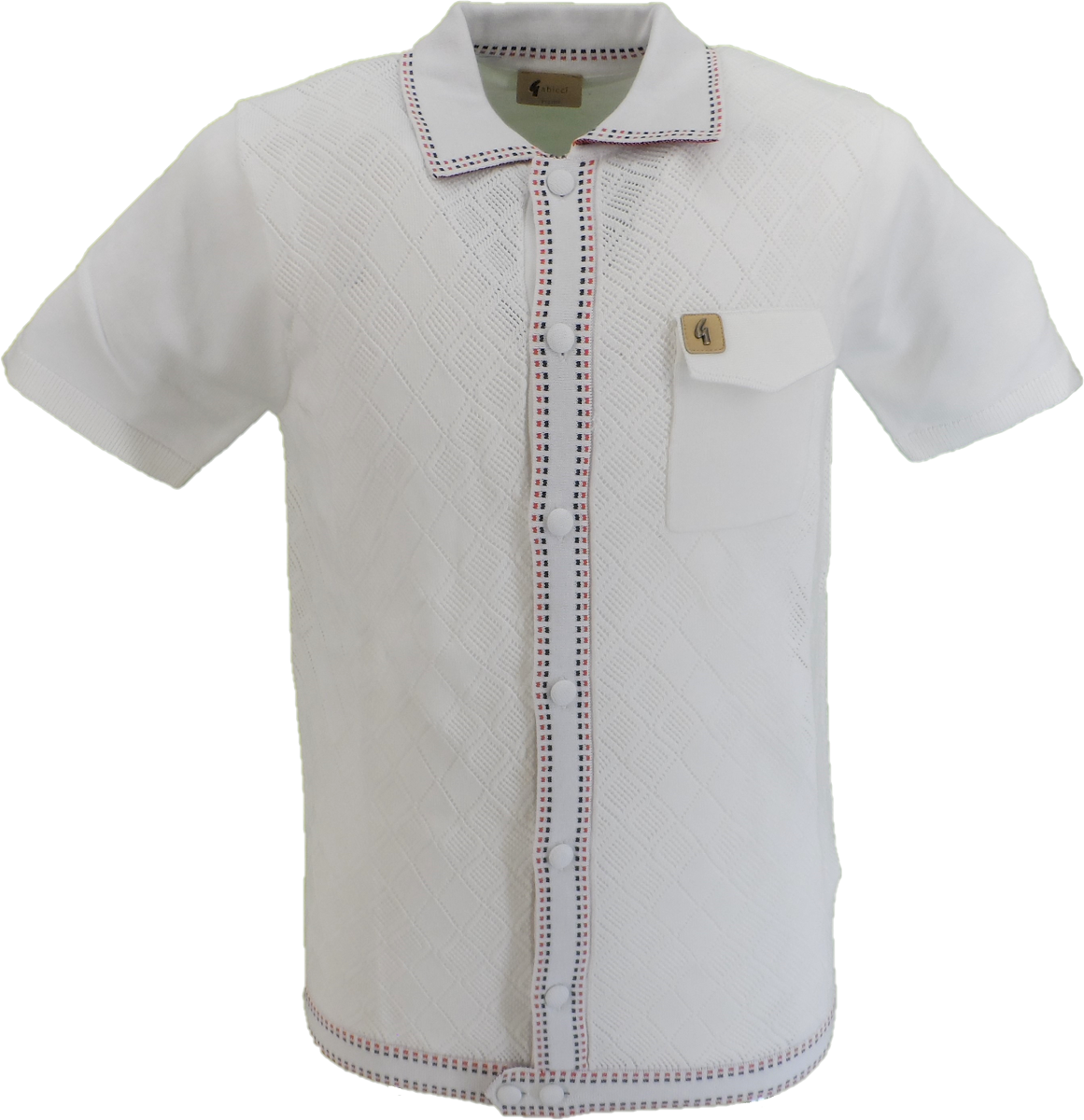 Gabicci Vintage Mens White Douglas Polo Cardigan