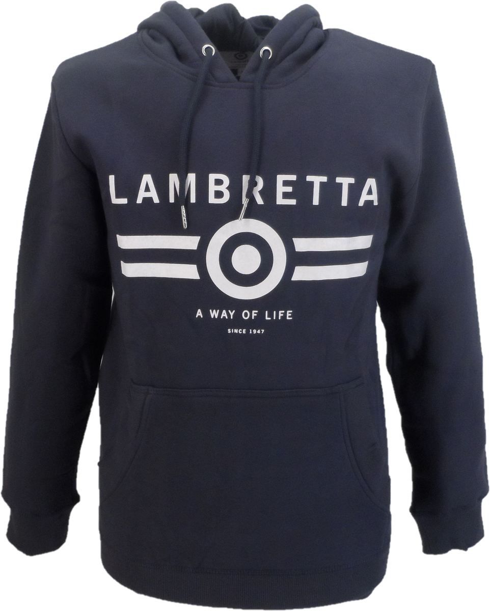 Lambretta Mens Navy Target Logo Hooded Top