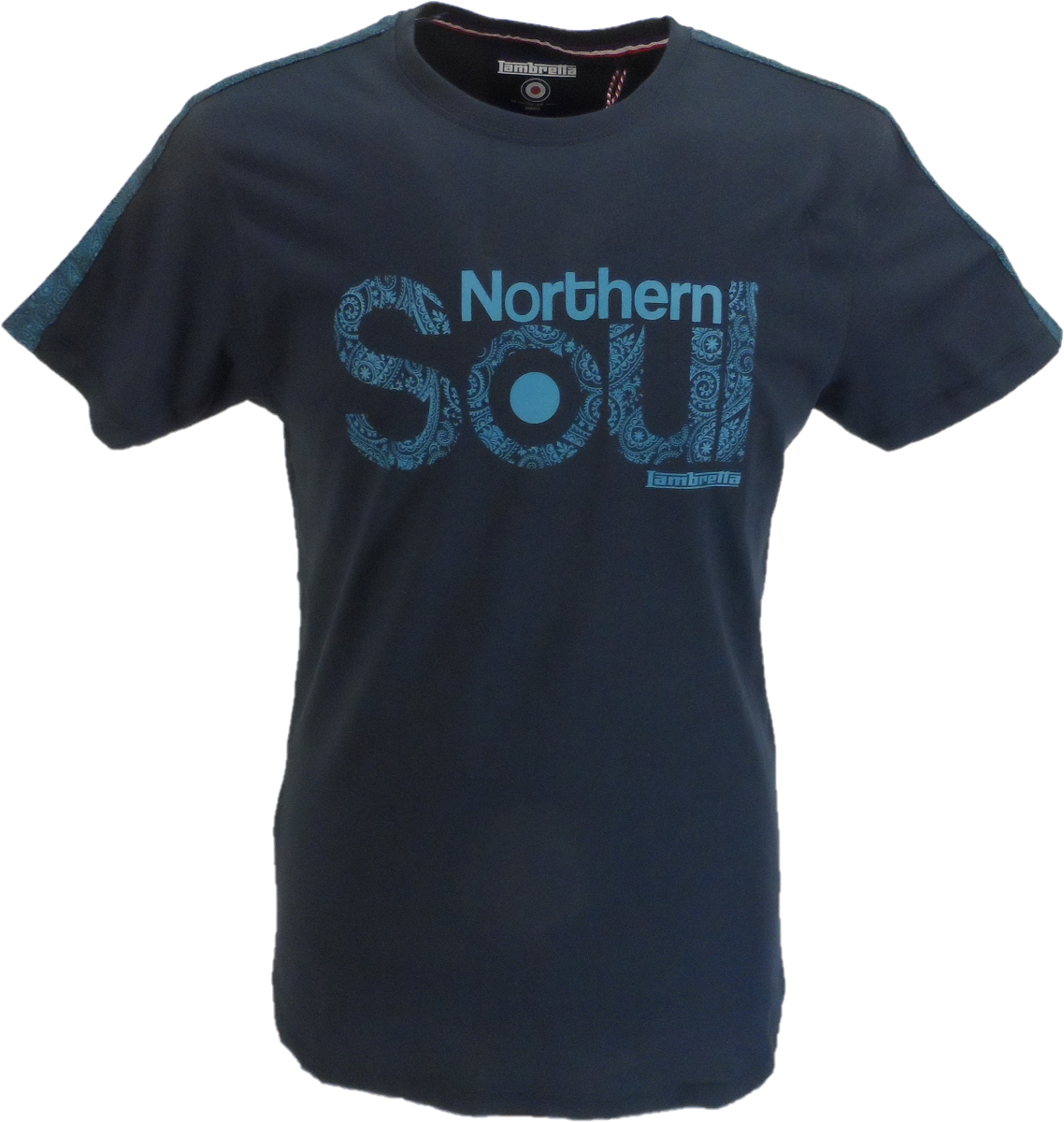 Lambretta Mens Navy Paisley Northern Soul T Shirt …