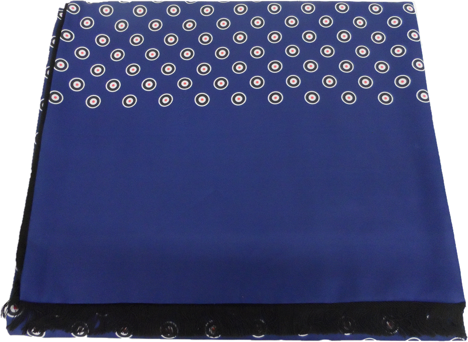 Mazeys Classic Retro Mod Mod Tassled Navy Blue Target Scarf