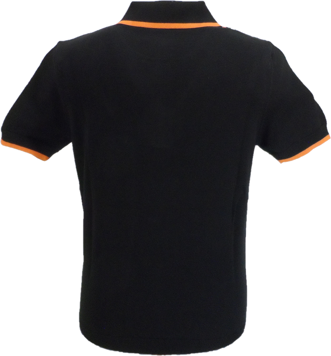 Trojan Records Mens Black Stripe Zipped Knitted Polo Shirt