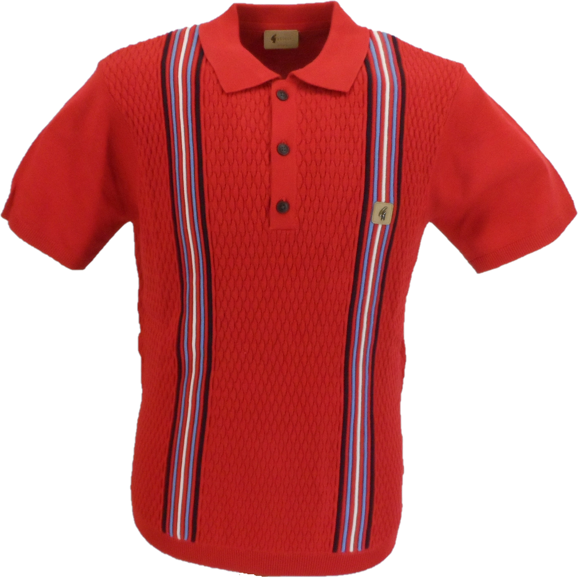 Gabicci Vintage Mens Garnet Red Textured Knitted Polo Shirt