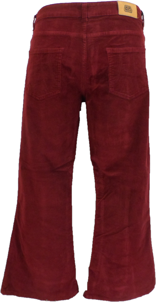 Run & Fly Mens Vintage 60s 70s Retro Port Red Bell Bottom Super Flares