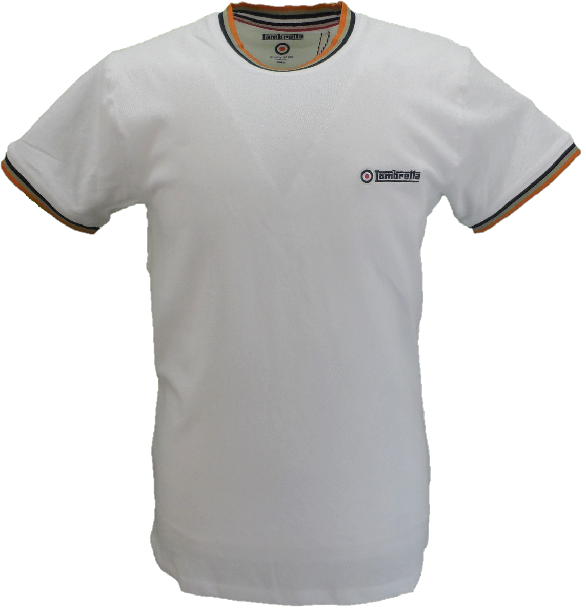 Lambretta White 100% Cotton Tipped Pique Retro T Shirt