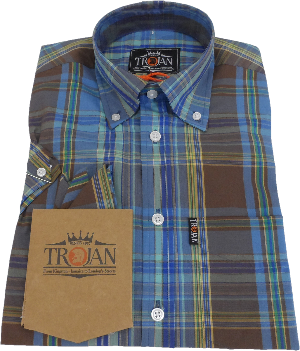 Trojan Mens Chocolate Brown Short Sleeved Shirts and Pocket Square