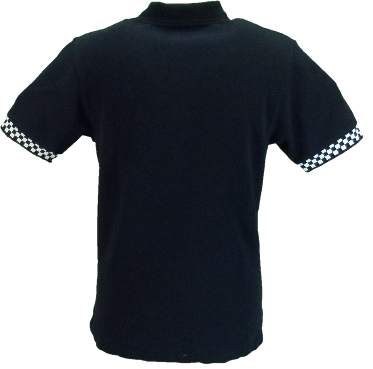 Trojan Mens Black Twin Tipped Chequerboard Trim Polo Shirt