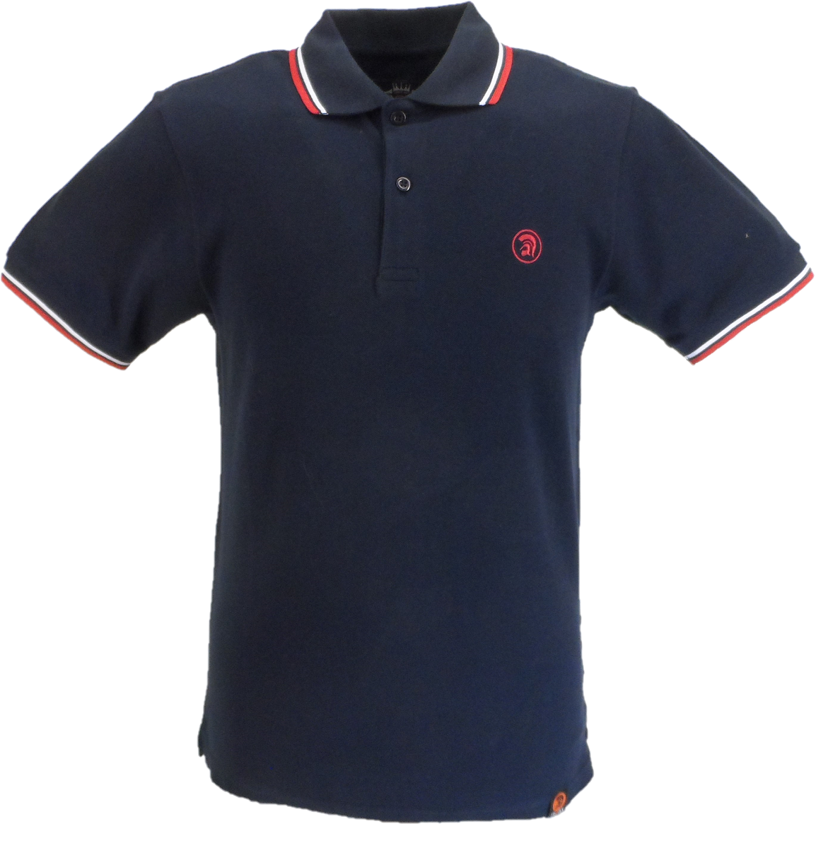 Trojan Records Mens Navy Blue Twin Tipped Polo Shirt