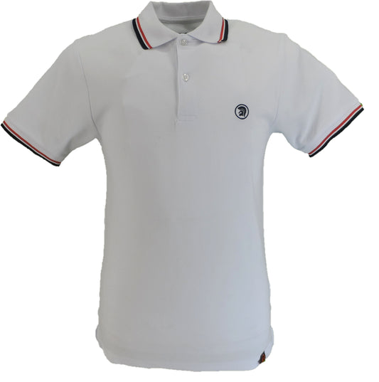 Mens White & Black Tip Polo Shirt