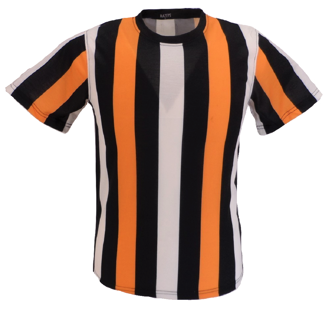 Mens Orange Vertical Striped Mod T Shirts