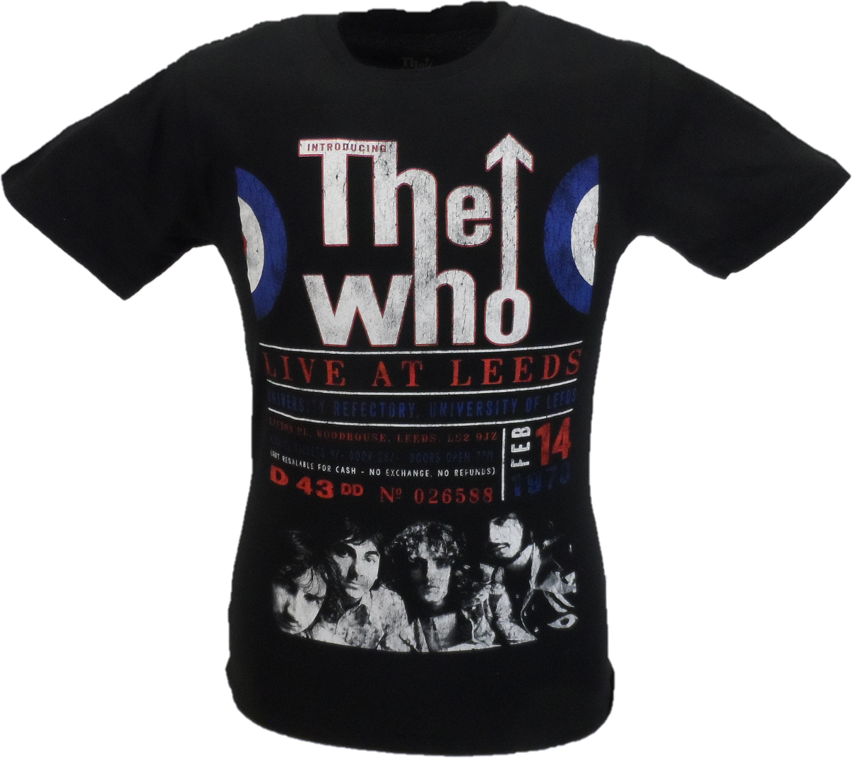 Mens Black Official The Who Live in Leeds T Shirt