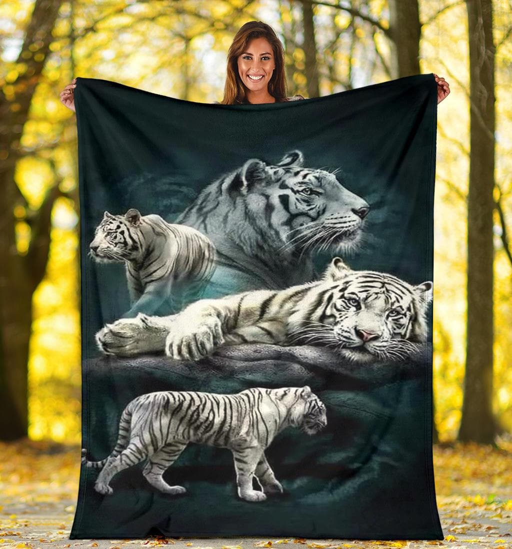 White Tigers Microfleece Blanket - Merchandize.ca