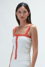 Holly Knit Top - White Orange - SAMPLE
