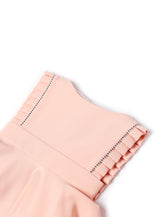 salmon pink overall with dotted stripes