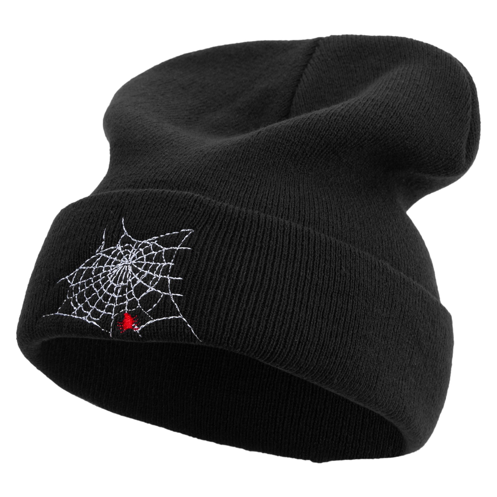 Spider Web Embroidered Big Size Acrylic Long Beanie