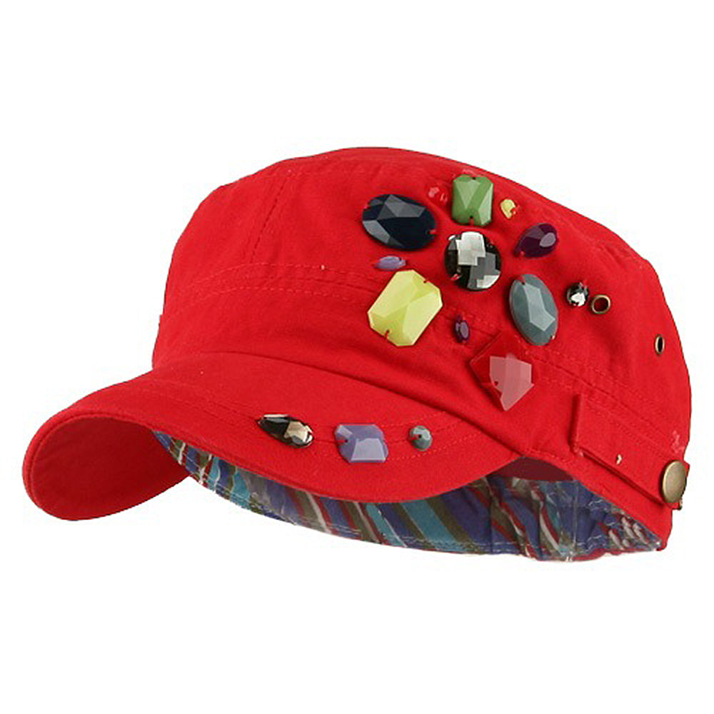 Scattered Colored Gem Cap - Red OSFM