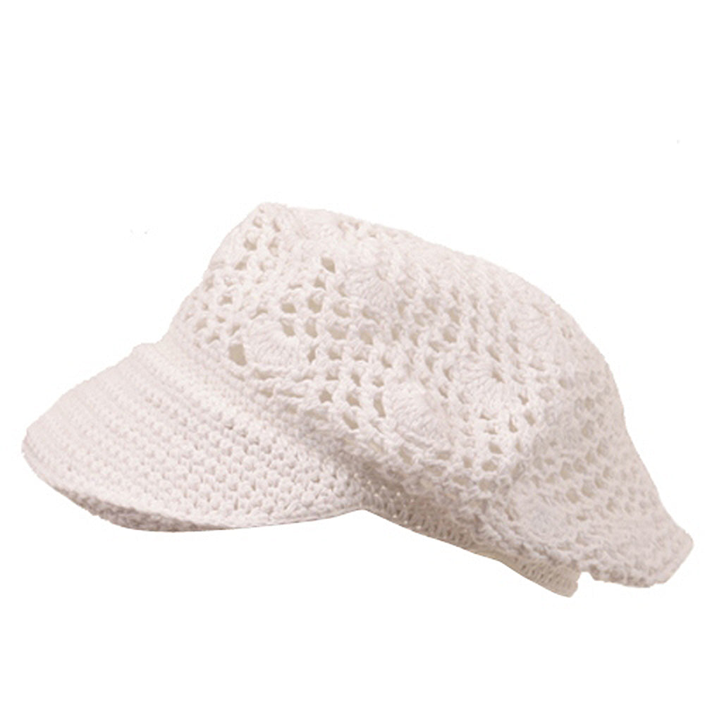 Crocheted Newsboy Hats(01) - White OSFM