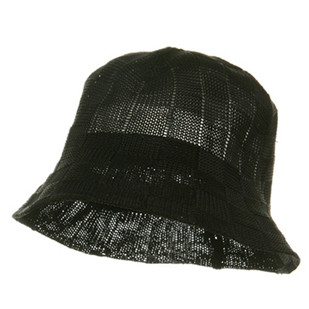 Mesh Checker Bucket Hats - Black OSFM